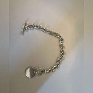 Estate Sterling Silver Chain Bracelet with Round Charm